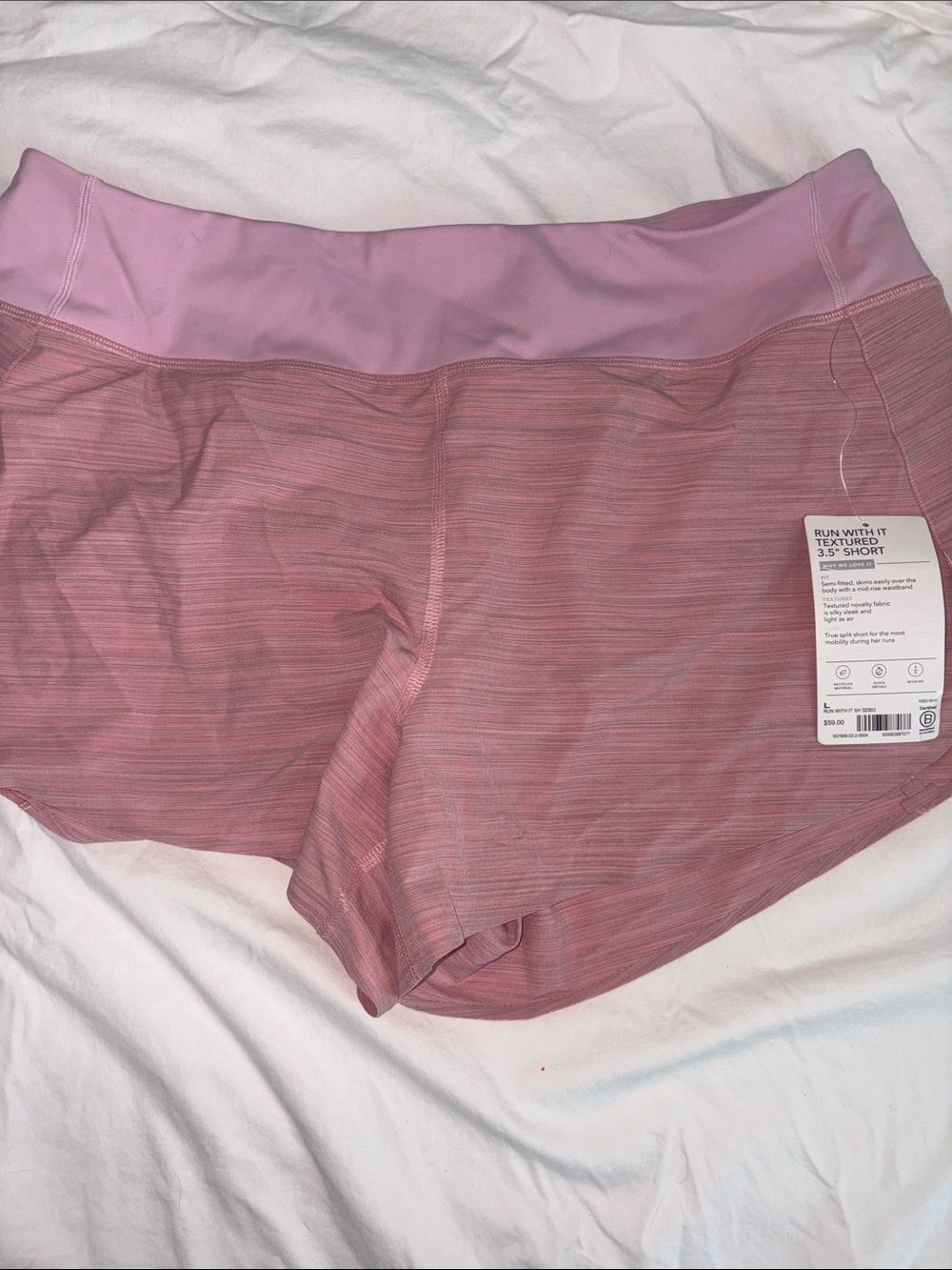 Athleta Pink Striped High-Waist Athletic Shorts